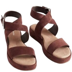 & Other Stories Brown Suede Open Toe Ankle Strap Sandals Sz 8